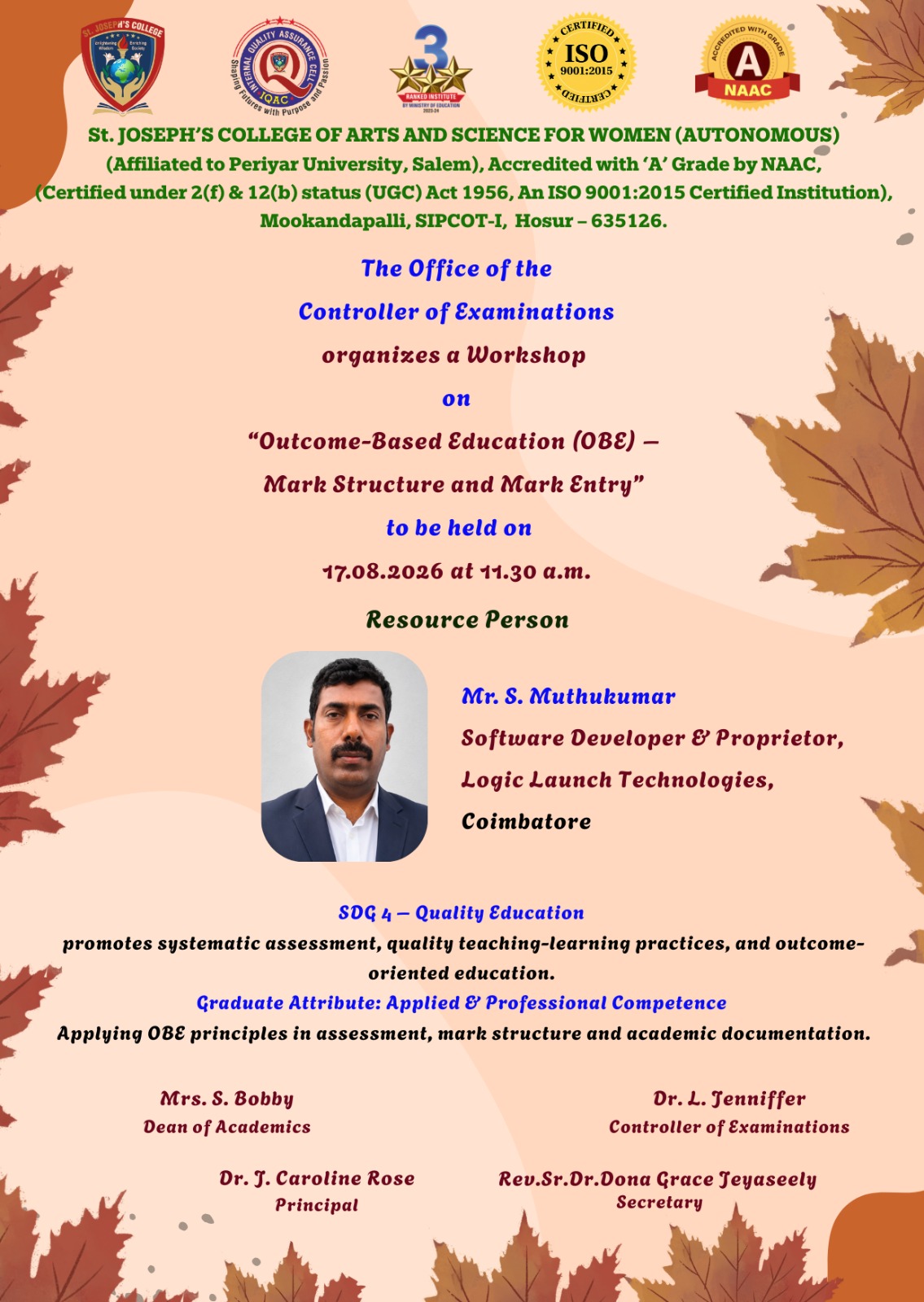 Workshop on Outcome Based Education Mark structure and Mark Entry
